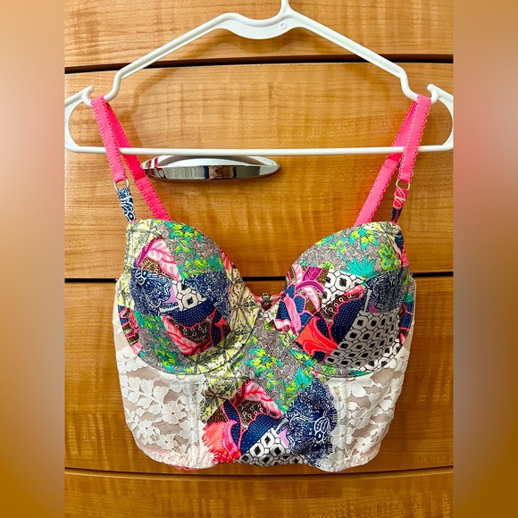 Multi-colored neon w/ white lace Demi-bust bra from Victorias Secret 💕 - Picture 2 of 8